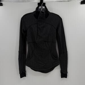Lululemon Base Runner 1/2 Zip Heathered Herringbone - Black/White - 4
